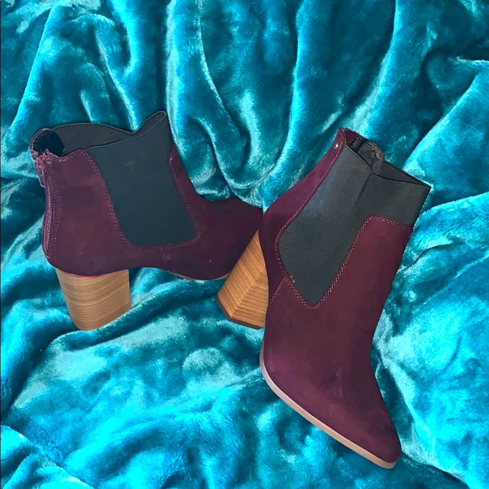 Lane Bryant Crimson and Black Heeled Booties